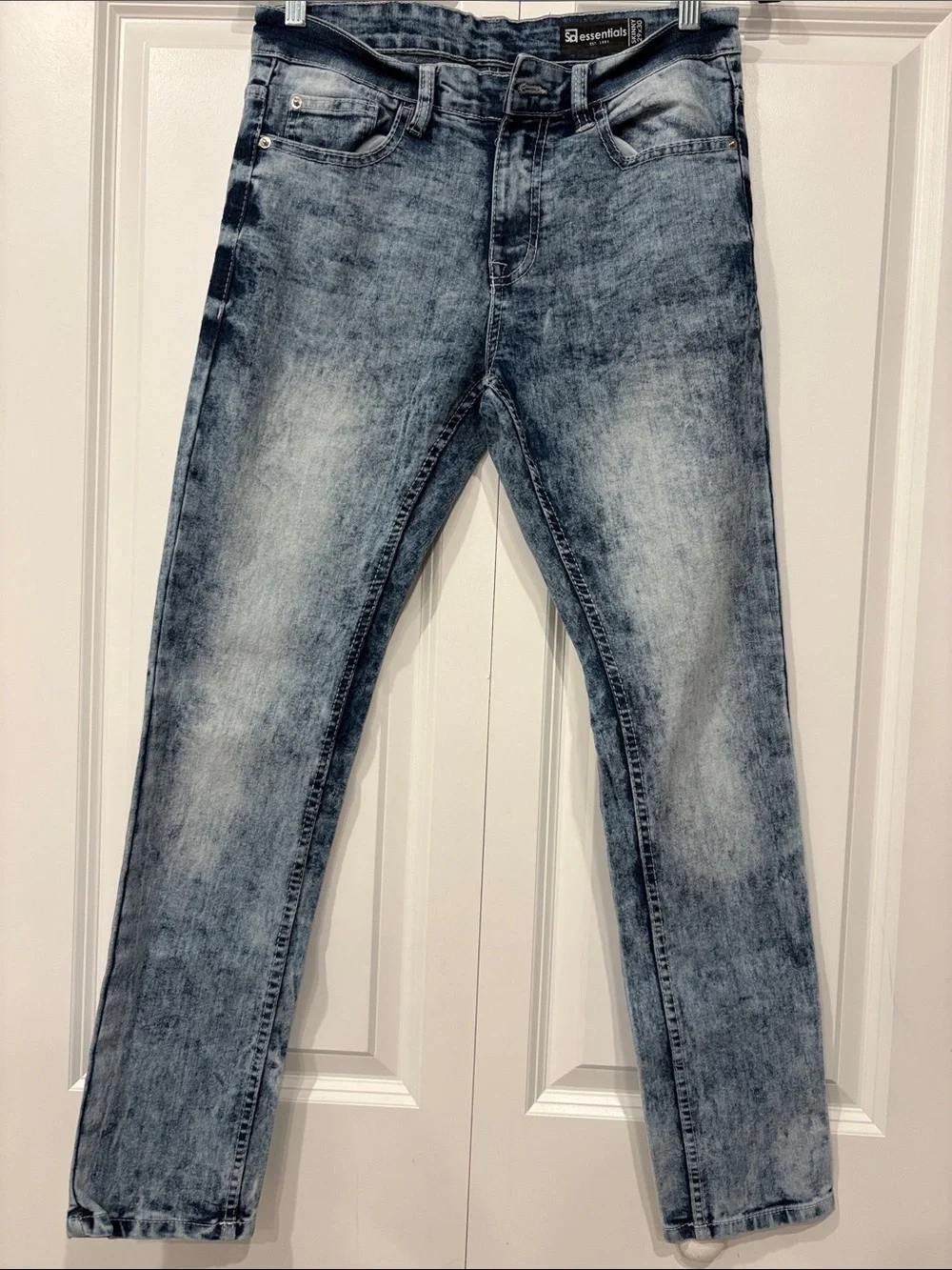 SP Essentials Men's Skinny Jeans – Acid Wash Blue Size 29x30